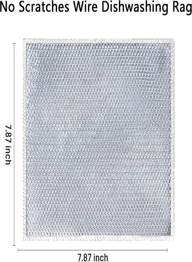 CLAPONE مجموعة كلابون من 6 قطع من مناشف غسل الأطباق غير الخادشة، مصنوعة من سلك فولاذي، مناسبة للغسل الرطب والجاف، مصنوعة من الفولاذ المقاوم للصدأ، مناشف سلكية غير خادشة لغسل الأطباق والأحواض والأسطح. - Image 2